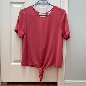 Silky Coral Top with Tie